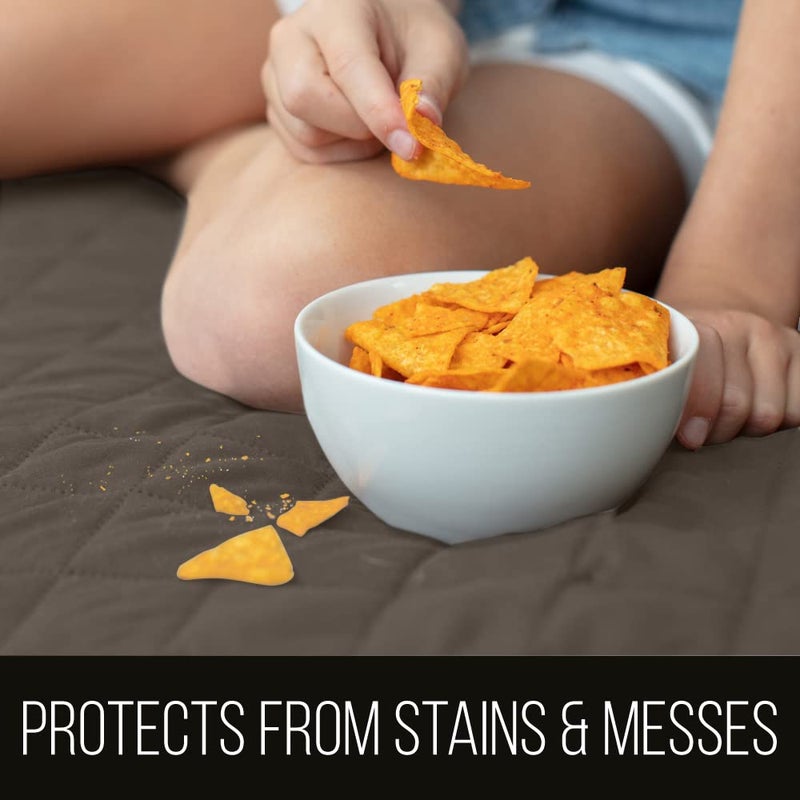 Sofa Shield Patented Sectional Couch Slip Cover, Cushion Protector, US Designed Reversible Stain and Dog Tear Resistant Slipcover, 30x30 inch Seat, Washable Covers for Dogs Pets, Latte Linen - Image 2